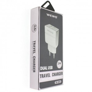Зарядное устройство сетевое для мобильного WEWO W-004 2.4A 2USB Зарядное устройство сетевое для мобильного WEWO W-004 2.4A 2USB