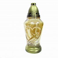 Лампадка стеклянная со свечой Крест Перламутр 