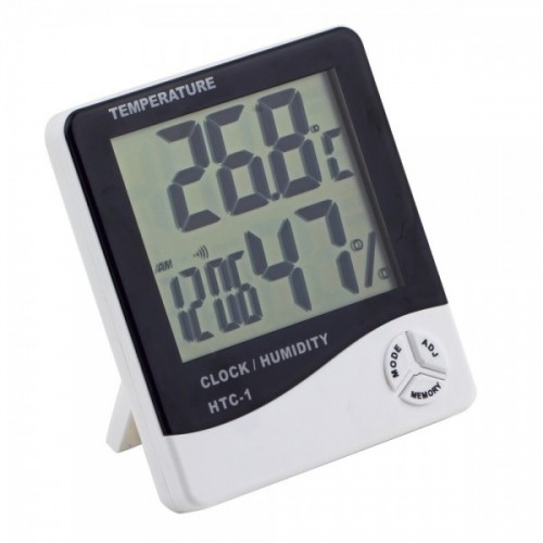 Термометр гігрометр з годинником і будильником HTC-1