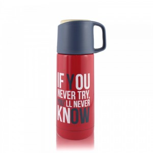 Термос с поилкой и чашкой If You Never Try Y'll Never Know (BHM2653W)