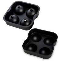 Силіконова форма для льоду (чорна, 4 сфери)