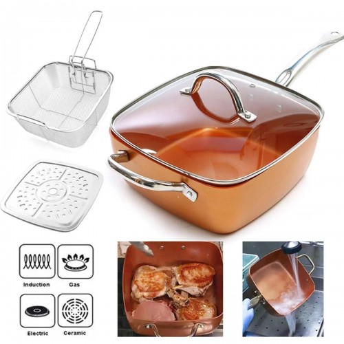 Сковорода универсальная Copper cook deep square pan. AMPOVAR.