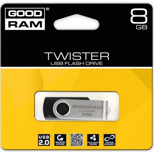 Флешка usb flash 8GB GOODRAM Twister Black (UTS2-0080K0R11)