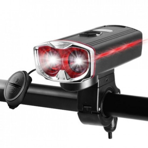 Велозвонок + фара XA582-2T6, датчик движения, выносная кнопка, встроенный аккумулятор, ЗУ micro USB