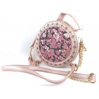 Женская круглая сумка с пайетками 123 Pink