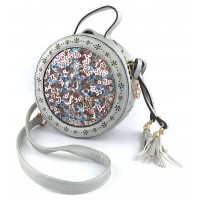 Женская круглая сумка с пайетками 123 Silver
