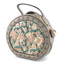 Женская круглая сумка с пайетками 125 Brown