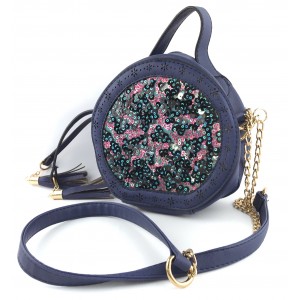 Женская круглая сумка с пайетками 125Blue