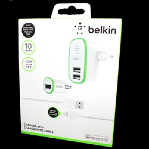 Сетевое зарядное устройство Belkin 220v 2 USB + 12v 1 USB + шнур iPhone