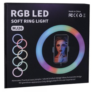 Кольцевая LED лампа RGB MJ26 (26см) (1 крепление) (управление на проводе) (40)