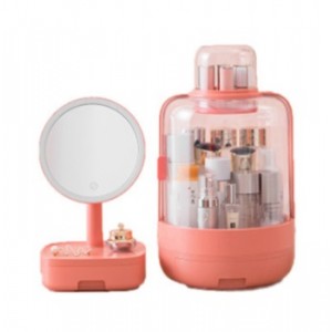Набор для макияжа 2в1 (LED зеркало/Органайзер для косметики) (Розовый) (W-51)