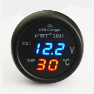Часы автомобильные в прикуриватель VST 706-5 (синий блистр) (50)