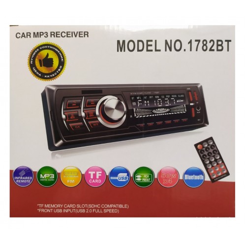 Автомагнитола 1DIN MP3 1782BT (1USB, 2USB-зарядка,  TF card, bluetooth)