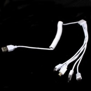Шнур 5в1-USB U7 пружина белая