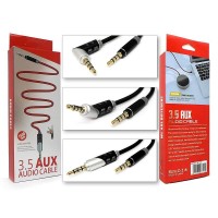 Кабель AUX jack 3,5мм в коробке прямой-угловой ткань AUX-523-XF-03A 200шт 7953