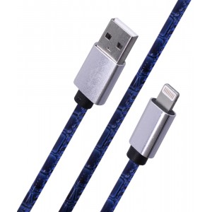 Apple Leather Lightning USB Cable (1m) — Blue