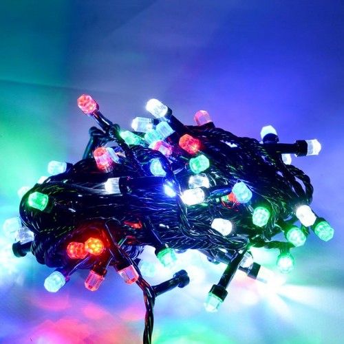 Гирлянда кристалл 100LED (RD7158) 9м, (двухцветная лампа) Микс (разноцветный), Черный провод, заглушка.