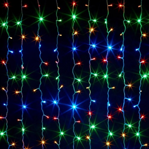 Гирлянда штора наружная 120LED (RD7126) 3,5х1м. Встроенный Вход, Выход, Диаметр Проволоки 3,3, Вспышка 10%, Белый Провод, Белая (Теплая)