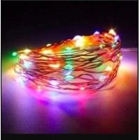 Гирлянда медная проволока 100LED (RD7111) 10м (батар) Провод-Серебро, Цвет ламп-Микс (100)