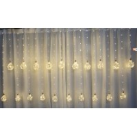 Гирлянда штора (RD9013) 400 лампочек, 20 шариков 8 см, ширина 6 метров,220v Белый