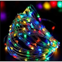 Гирлянда медная проволока (RD7109) 10м. 220V С Контролером, Серебряный Провод, Белая (Теплая)