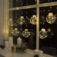 Гирлянда штора 400LED (RD9011) 20 шариков 8 см, ширина 6m,220v Цвет ламп-Тёплый (12)