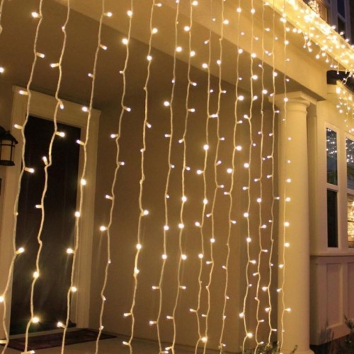 Гирлянда штора наружная 360LED 3х2м 220V + блок питания + 8 режимов + Хвостовая заглушка RD202 Цвет ламп-Белый (50)