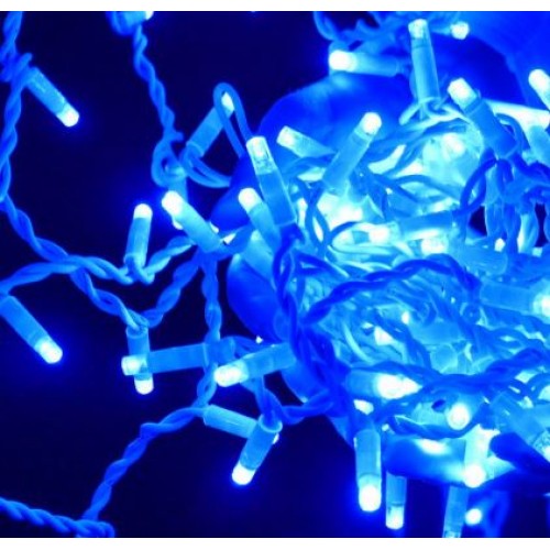 Гирлянда штора наружная 120LED (RD7121) 3,5х1м. встроенный вход, выход, диаметр проволоки 3,3, вспышка 10%, Черный провод, Синяя