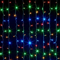 Гирлянда штора наружная 425LED 3х2.5м 220V + блок питания + 8 режимов + Хвостовая заглушка RD205 Цвет ламп-Синий (50)