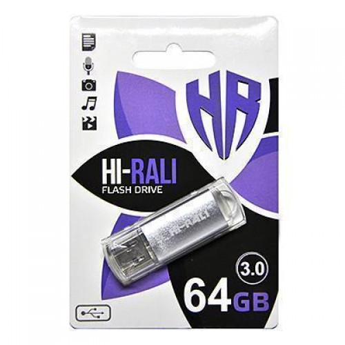 Накопичувач 3.0 USB 64GB Hi-Rali Rocket серiя срібло