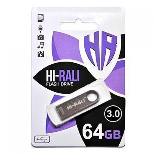 Накопичувач 3.0 USB 64GB Hi-Rali Shuttle серiя срібло