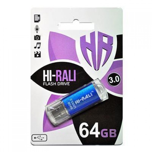 Накопичувач 3.0 USB 64GB Hi-Rali Rocket серiя синій