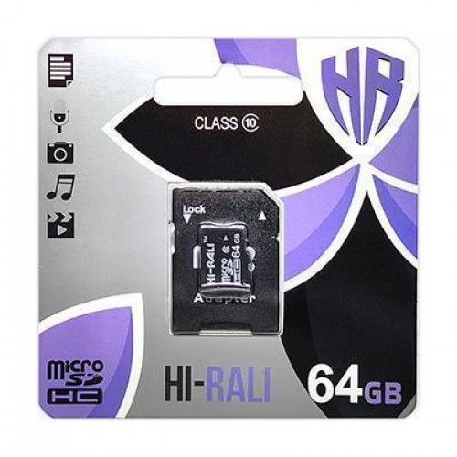 Карта пам'яти microSDHC 64GB class 10 Hi-Rali (с адаптером)