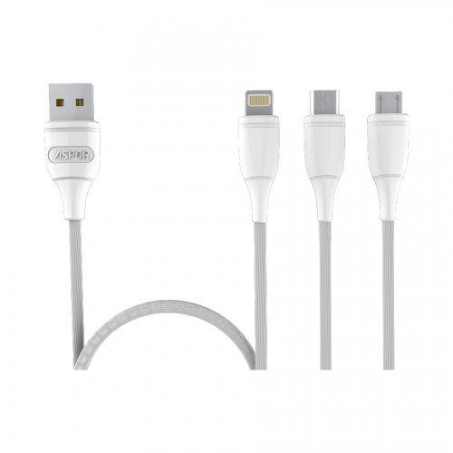 USB кабель Aspor- AC-01PLUS micro 2.1A/ 2м- белый