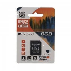 Карта Пам'яті Mibrand MicroSDHC 8gb 10 Class & Adapter