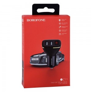 Автомобільний Зарядний Пристрій Borofone BZ11 Digital Display 2USB 2.1A