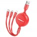 Кабель USB Hoco X75 Double-pull 3-in-1 IP+Type-C+Micro 2A