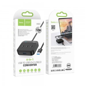 Хаб USB Hoco HB31 Easy 4-in-1 converter(USB to USB3.0+USB2.0*3)(L=1.2M)