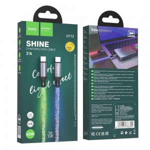 Кабель USB Hoco U112 Shine 60W ype-C to Type-C LED
