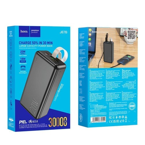 Універсальна Мобільна Батарея Power Bank Hoco J87B Tacker PD20W+QC3.0 30000 mAh