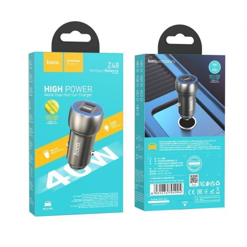 Автомобільний Зарядний Пристрій Hoco Z48 Tough 40W dual port(2C)