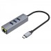Хаб USB Hoco HB34 Easy link Gigabit Ethernet adapter(Type C to USB3.0*3+RJ45)