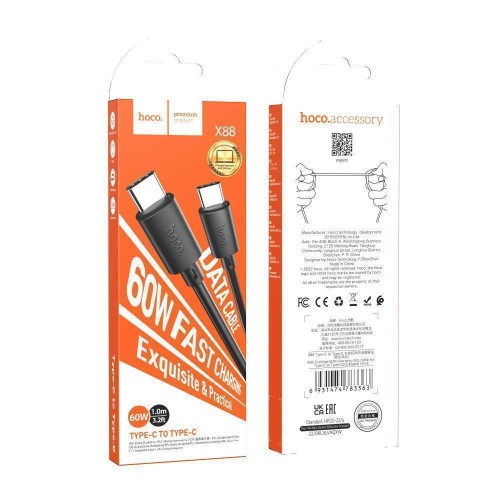 Кабель USB Hoco X88 Gratified 60W Type-C to Type-C М'ята упаковка