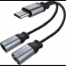 Перехідник XO NBR160B  audio adapt Type-c to Type-c +3.5mm connector
