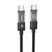Кабель USB Hoco U116 Transparent 60W LED Indicator Type-C to Type-C 1.2m