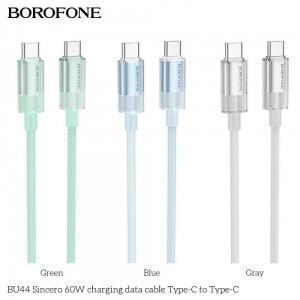 Кабель USB Borofone BU44 Sincero 60W Type-C to Type-C 1.2m