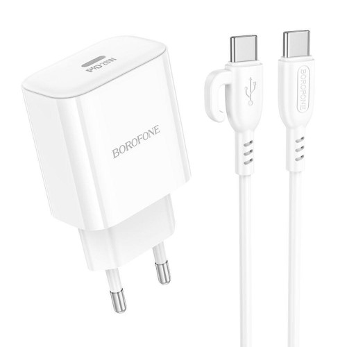 Мережевий Зарядний Пристрій Borofone BA81A 1USB-C PD/QC 20W+Type-C to Type-C