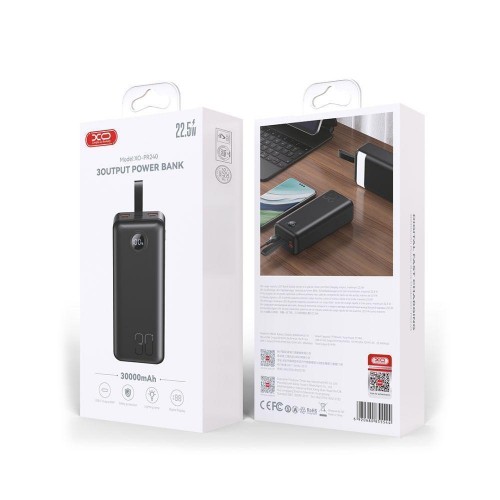 Універсальна Мобільна Батарея Power Bank XO PR240 QC22.5W PD20W digital display, with light, 30000 mAh