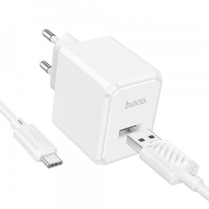 Мережевий Зарядний Пристрій Hoco CS11A 1USB 2.1A+USB to Type-C