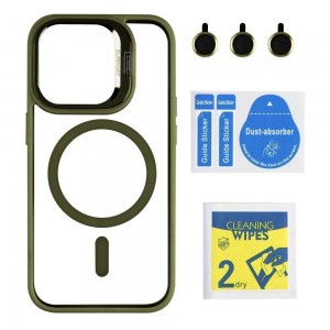 Чохол TPU+PC+Metal Stand Case with MagSafe and Camera Lenses для  15 Pro